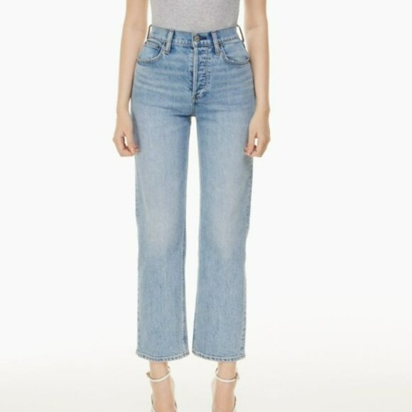 Denim Forum Denim - ARITZIA Denim Forum FRAYED hem Arlo High Rise Straight Short Leg Stretch s 29